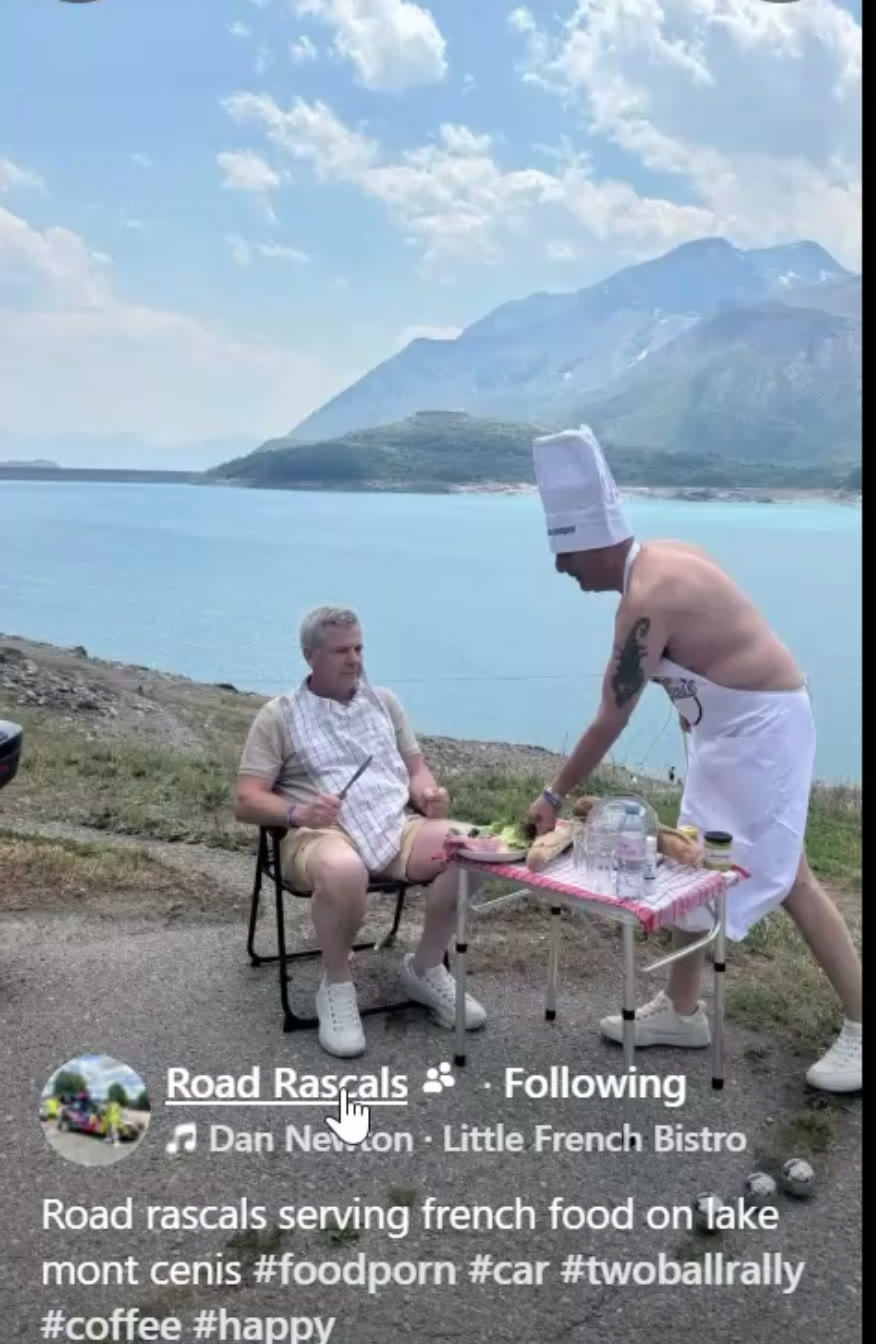 Serving a roadside French meal beside a mountain lake